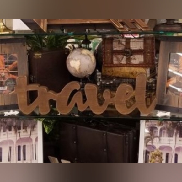 Carved Wood TRAVEL Sign | Gallery Wall Shop Display Tabletop Decor | Wood Grain - Picture 6 of 6